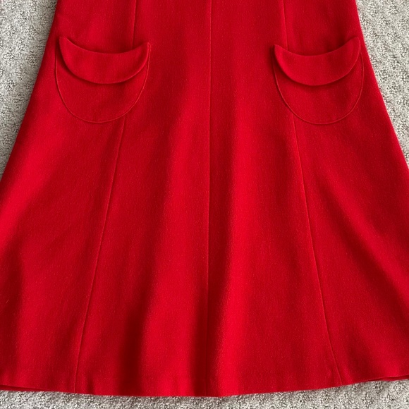 Tibi 100% Virgin Wool A-Line Midi Dress Red 6 Minimalist Holiday Fall Winter - Picture 3 of 15